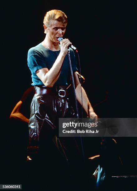 David Bowie in concert at the Los Angles Forum, April 4, 1978 in Inglewood, California,