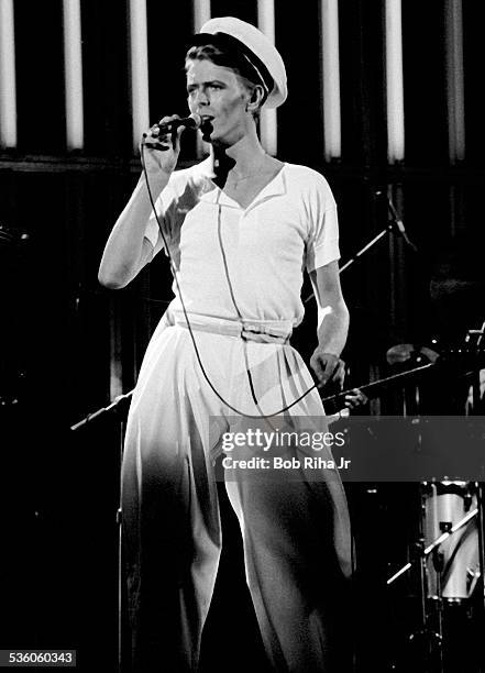 David Bowie in concert at the Los Angles Forum, April 4, 1978 in Inglewood, California,