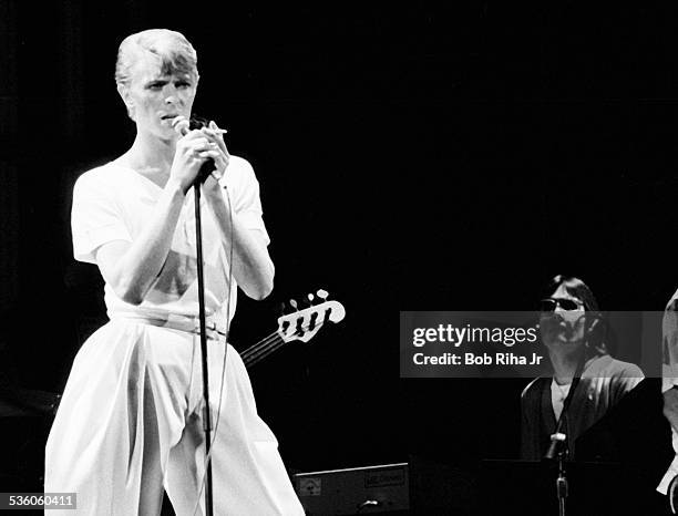 David Bowie in concert at the Los Angles Forum, April 4, 1978 in Inglewood, California,