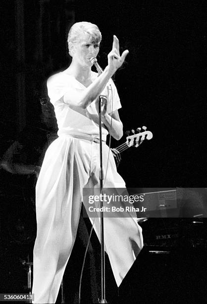 David Bowie in concert at the Los Angles Forum, April 4, 1978 in Inglewood, California,