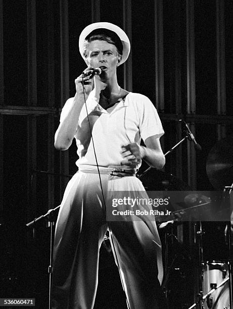 David Bowie in concert at the Los Angles Forum, April 4, 1978 in Inglewood, California,