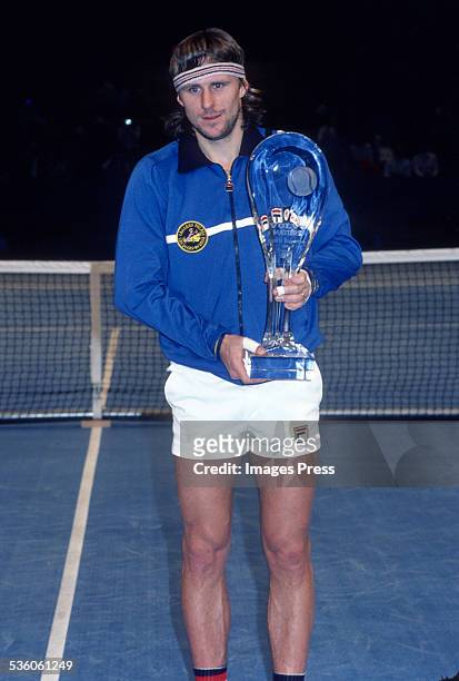 Bjorn Borg wins the 1980 Volvo Masters Tennis Tournament at Madison Square Garden circa 1981 in New York City.