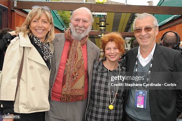 Rejane Lacoste, Jean Pierre Marielle with his wife Agathe Natanson and Michel Lacoste at Roland Garros Village.