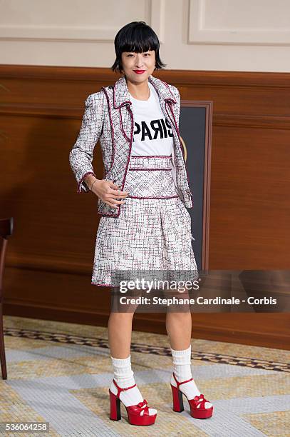 Hilary Tsui attends the Chanel show at the 'Grand Palais', as part of the Paris Fashion Week Womenswear Fall/Winter 2015/2016 on March 10, 2015 in...