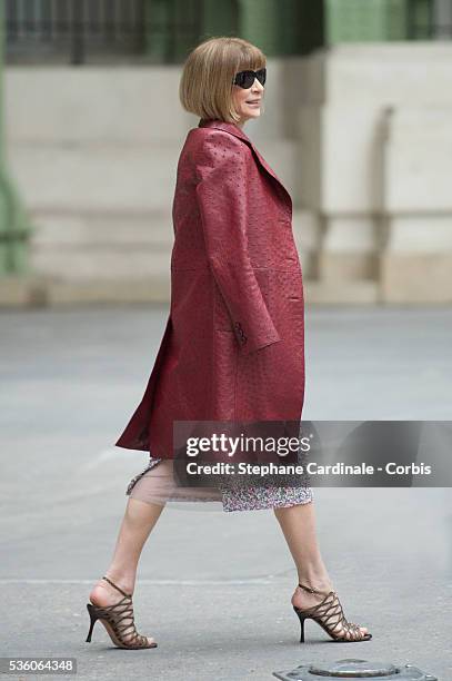 Anna Wintour attends the Chanel show at the 'Grand Palais', as part of the Paris Fashion Week Womenswear Fall/Winter 2015/2016 on March 10, 2015 in...