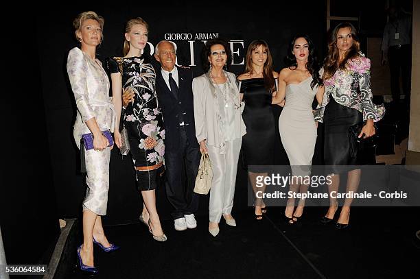 Mafalda von Hesse, Cate Blanchett, Giorgio Armani, Claudia Cardinale, Elsa Pataky, Megan Fox and Kasia Smutniak attend the "Giorgio Armani Prive"...