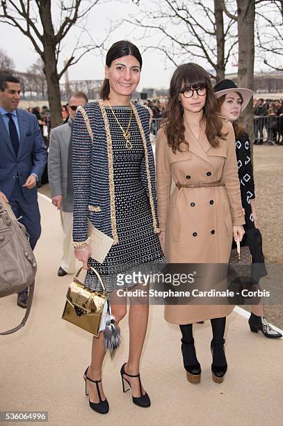 Giovanna Battaglia and Miroslava Duma attend the Valentino show as part of the Paris Fashion Week Womenswear Fall/Winter 2015/2016 on March 10, 2015...