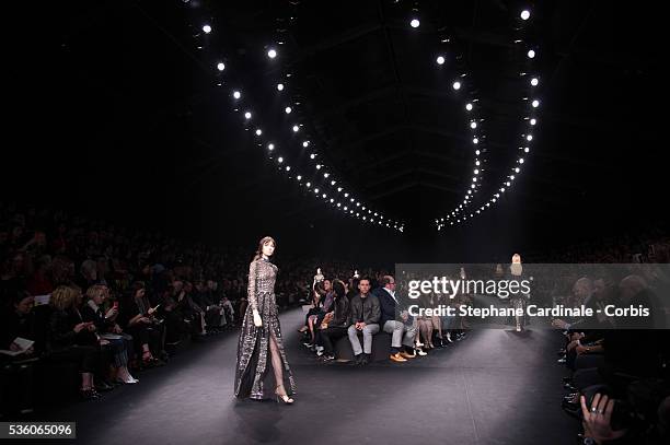 Models walk the runway during the Valentino show as part of the Paris Fashion Week Womenswear Fall/Winter 2015/2016 on March 10, 2015 in Paris,...