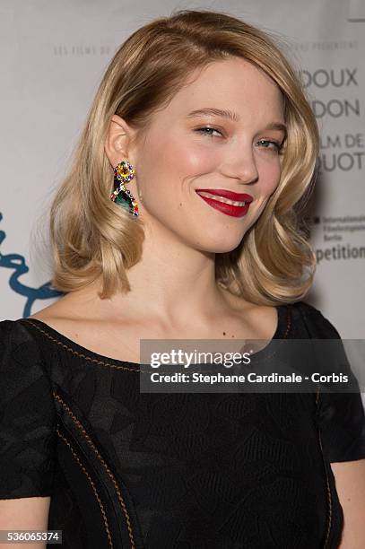 Actress Lea Seydoux attends the Paris Premiere of 'Journal D'Une Femme De Chambre' At MK2 Bibliotheque on March 23, 2015 in Paris, France.