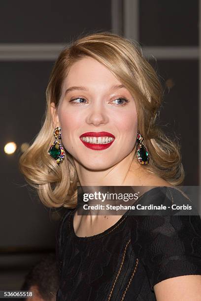 Actress Lea Seydoux attends the Paris Premiere of 'Journal D'Une Femme De Chambre' At MK2 Bibliotheque on March 23, 2015 in Paris, France.