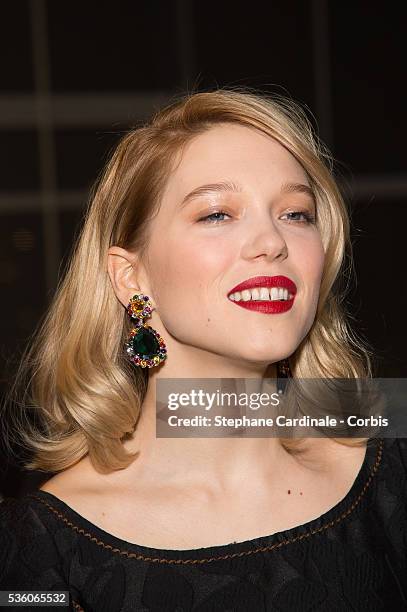 Actress Lea Seydoux attends the Paris Premiere of 'Journal D'Une Femme De Chambre' At MK2 Bibliotheque on March 23, 2015 in Paris, France.