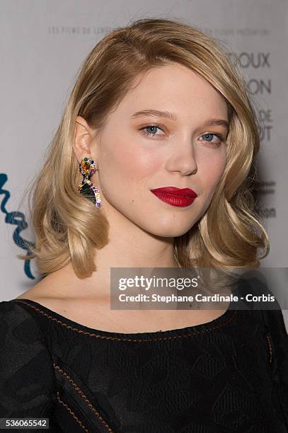 Actress Lea Seydoux attends the Paris Premiere of 'Journal D'Une Femme De Chambre' At MK2 Bibliotheque on March 23, 2015 in Paris, France.