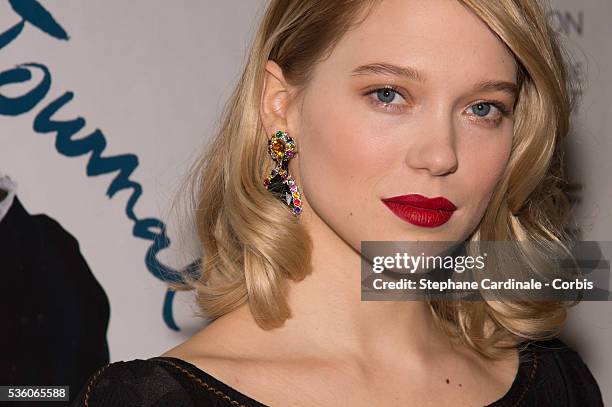 Actress Lea Seydoux attends the Paris Premiere of 'Journal D'Une Femme De Chambre' At MK2 Bibliotheque on March 23, 2015 in Paris, France.