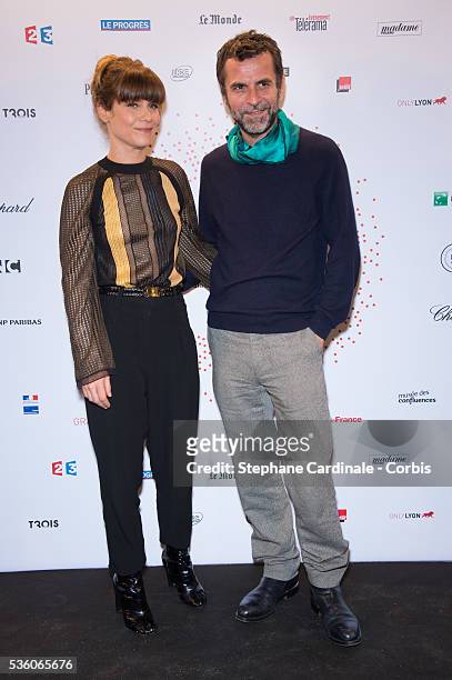 Eric Lartigau and Marina Fois attend The Lumiere! Le Cinema Invente exhibition preview, at 'Le Grand Palais' on March 26, 2015 in Paris, France.