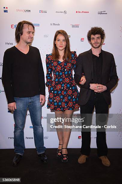 Jerome Bonnell, Anais Demoustier and Felix Moati attend The Lumiere! Le Cinema Invente exhibition preview, at 'Le Grand Palais' on March 26, 2015 in...