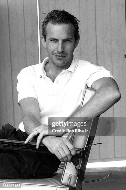 Actor Kevin Costner is starring in the upcoming movie 'Bull Durham' during photo shoot August 7, 1985 in Los Angeles, California.