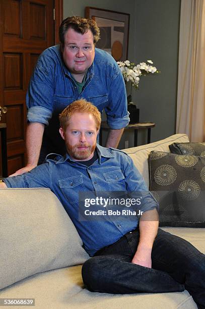 Eric Stonestreet and Jesse Tyler Ferguson play a gay couple - on the set of ABC's Modern Family, February 19, 2010 in Los Angeles, California.