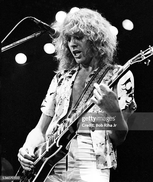 Peter Frampton in concert at the Los Angles Forum, December 7, 1976 in Inglewood, California,