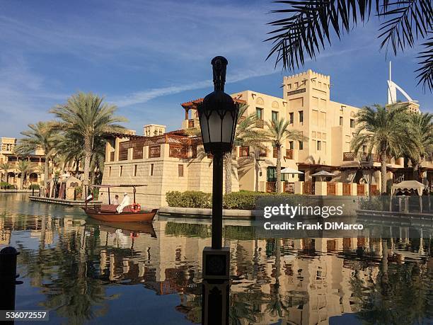Canal and villas at Madinat Jumeirah resort hotel, Dubai, United Arab Emirates, Middle East