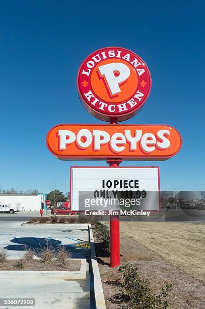 Popeyes restaurant sign and logo, Foley, Alabama