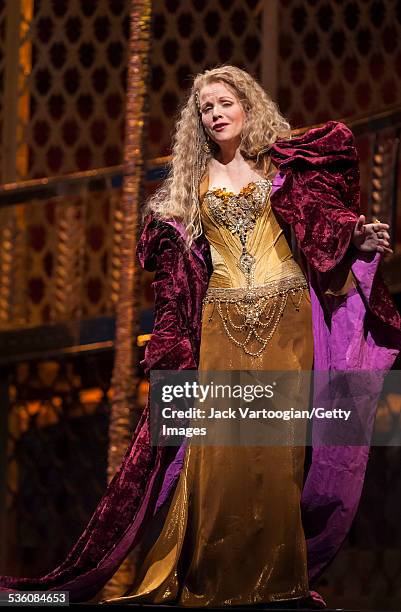 American soprano Renee Fleming performs the title role of the Metropolitan Opera/John Cox production of 'Thais' at the final dress rehearsal prior to...