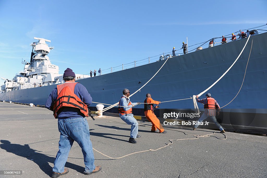 Battleship USS IOWA moved from mothball fleet