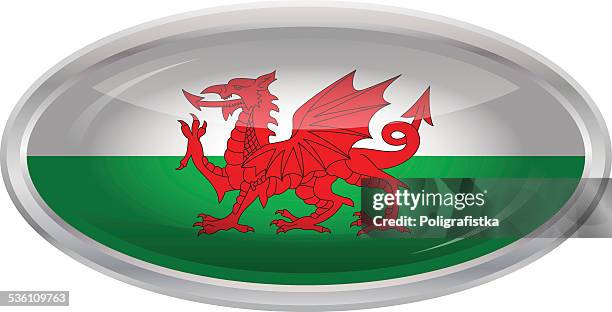 glossy button - flag of wales - welsh flag stock illustrations