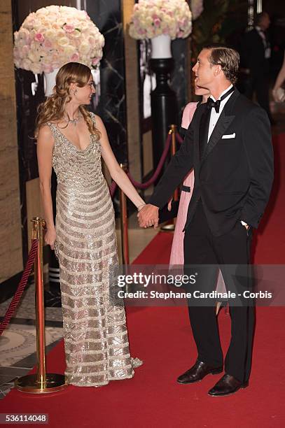 Pierre Casiraghi and Beatrice Borromeo attend the Rose Ball 2015 in aid of the Princess Grace Foundation at Sporting Monte-Carlo on March 28, 2015 in...