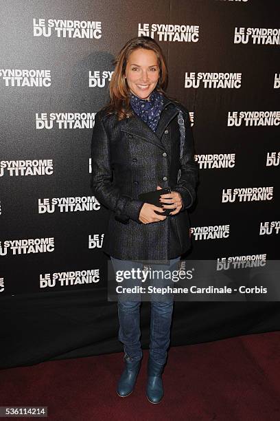 Melissa Theuriau attends the "Le Syndrome du Titanic" premiere in Paris.