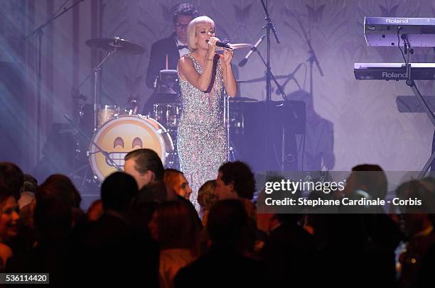 Lily Allen performs onstage during the Rose Ball 2015 in aid of the Princess Grace Foundation at Sporting Monte-Carlo on March 28, 2015 in...