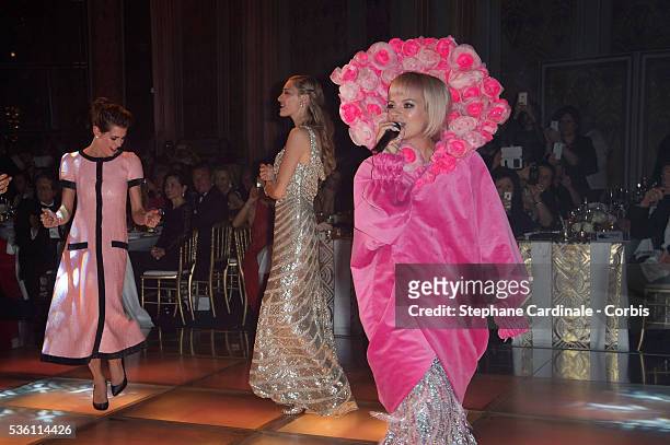 Charlotte Casiraghi, Beatrice Borromeo and Lilly Allen attend the Rose Ball 2015 in aid of the Princess Grace Foundation at Sporting Monte-Carlo on...