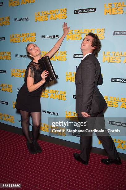 Actress Audrey Lamy and Actor Bruno Sanches attend 'Le Talent De Mes Amis' Paris Premiere At Bobino on May 4, 2015 in Paris, France.