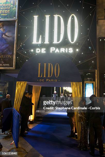 Outside view of the Lido during the 'Paris Merveilles', Lido New Revue show at Le Lido on April 8, 2015 in Paris, France.