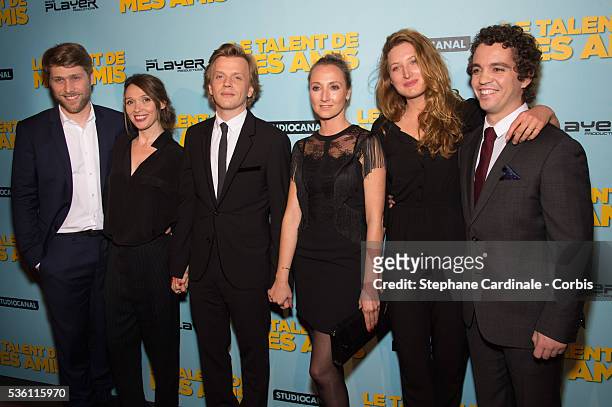 Actor Tom Dingler, Actress Anne Marivin, Actor and Director Alex Lutz, Actress Audrey Lamy, Actress Julia Piaton and Actor Bruno Sanches attend 'Le...