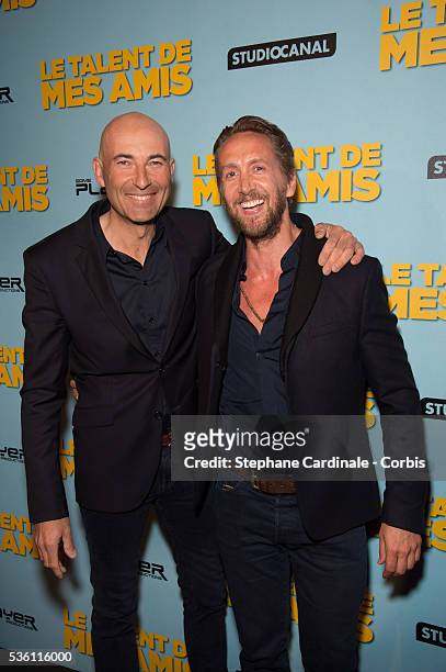 Nicolas Canteloup and Philippe Caveriviere attend 'Le Talent De Mes Amis' Paris Premiere At Bobino on May 4, 2015 in Paris, France.