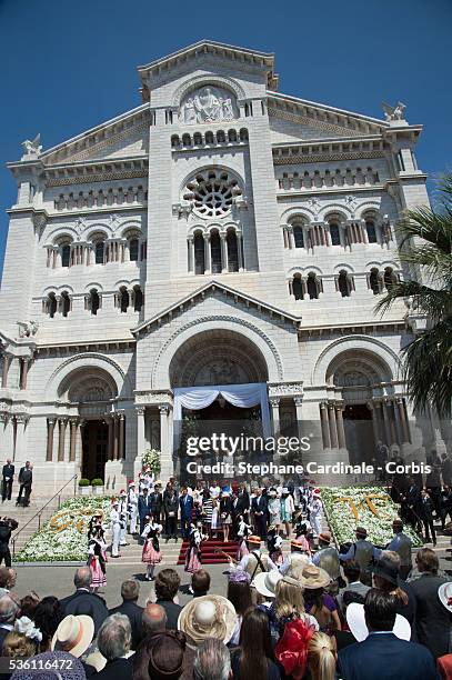 General view of atmosphere is seen after the baptism of the Princely Children at the Monaco cathedral on May 10, 2015 in Monaco, Monaco.