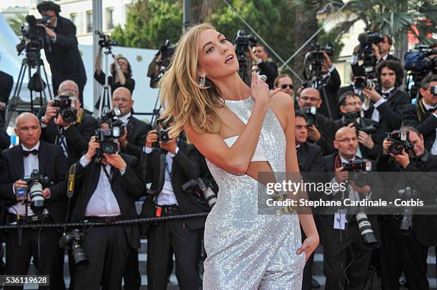 Karlie Kloss attends the opening ceremony and premiere of "La Tete Haute" during the 68th Annual Cannes Film Festival