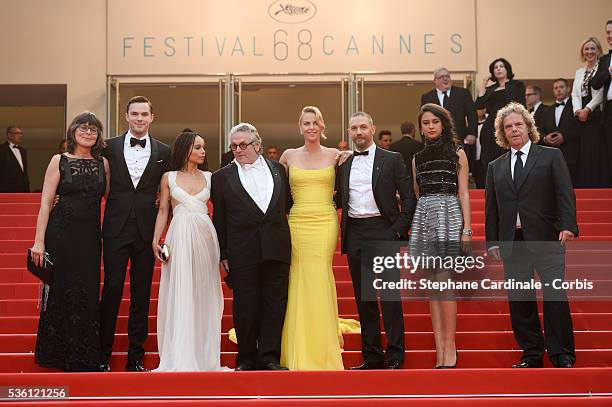 George Miller,Nicholas Hoult,Charlize Theron, Tom Hardy, Zoe Kravitz and Doug Mitchell attend the Premiere of 'Mad Max: Fury Road' during the 68th...