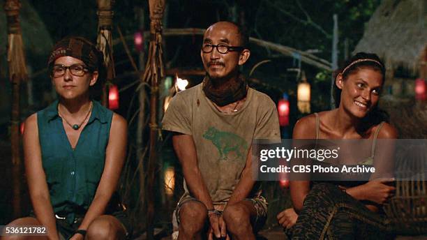 Not Going Down Without a Fight" -- Aubry Bracco, Tai Trang and Michele Fitzgerald at Tribal Council during the finale episode of SURVIVOR: KAOH RONG...