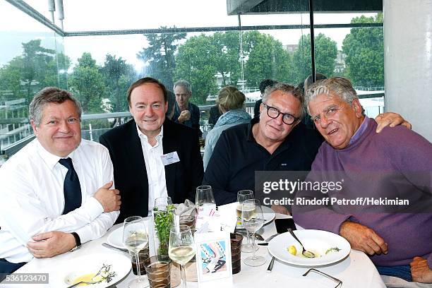 Lawyer Jean Veil, journalists Jerome Jaffre, Michel Field and autor Olivier Duhamel attend the 'France Television' Lunch during Day Ten of the 2016...