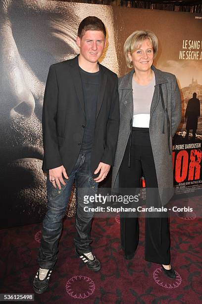 Nadine Morano with her son Gregoire attend the premiere of "L'Immortel" in Paris.