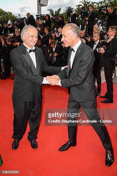 Jacques Attali and Gilles Bouleau attends the "Irrational Man" Premiere during the 68th Cannes Film Festival