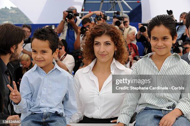 Gerardo Ruiz Esparza, Karine Gidi and Christopher Ruiz Esparza at the photocall for "Abel" during the 63rd Cannes International Film Festival.