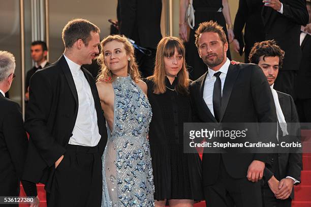 Paul Hamy, Diane Kruger, Alice Winocour, Matthias Schoenaerts and DJ Gesaffelstein attend the "The Sea Of Trees" Premiere during the 68th Cannes Film...