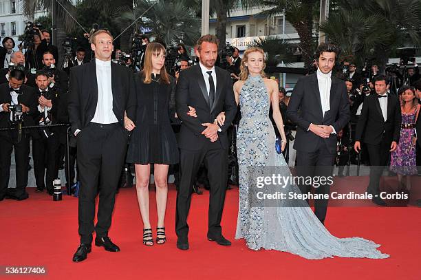 Paul Hamy, Alice Winocour, Matthias Schoenaerts, Diane Kruger and DJ Gesaffelstein attend the "The Sea Of Trees" Premiere during the 68th Cannes Film...