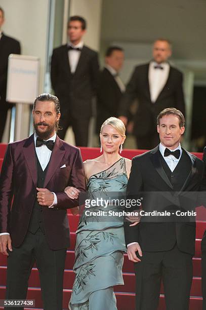 Matthew McConaughey, Naomi Watts, Chris Sparling attend the "The Sea Of Trees" Premiere during the 68th Cannes Film Festival
