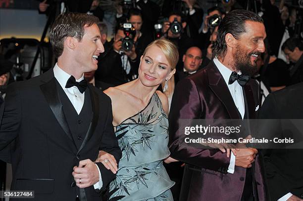 Chris Sparling, Naomi Watts, Matthew McConaughey attend the "The Sea Of Trees" Premiere during the 68th Cannes Film Festival