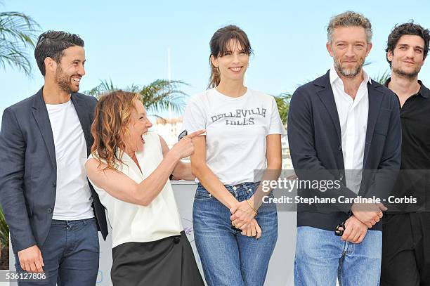 Abdel Addala, Emmanuelle Bercot, Maiwenn, Vincent Cassel and Louis Garrel attend the "Mon Roi" Photocall during the 68th Cannes Film Festival