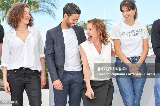 Amanda Added, Abdel Addala, Emmanuelle Bercot and Maiwenn attend the "Mon Roi" Photocall during the 68th Cannes Film Festival