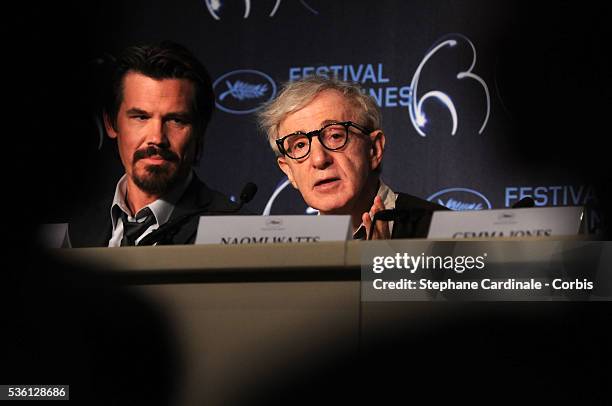 Josh Brolin and Woody Allen at the Press conference of 'You will meet a tall dark stranger' at the 63rd Cannes International Film Festival